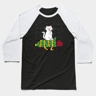 white cat knocked the christmas tree Baseball T-Shirt